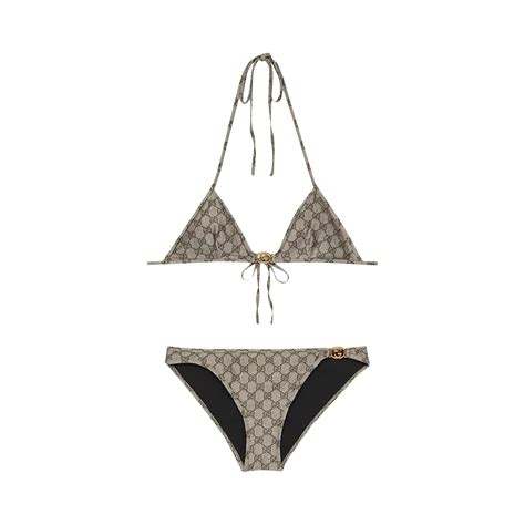 fake gucci bikini|GG stretch jersey bikini in beige and ebony .